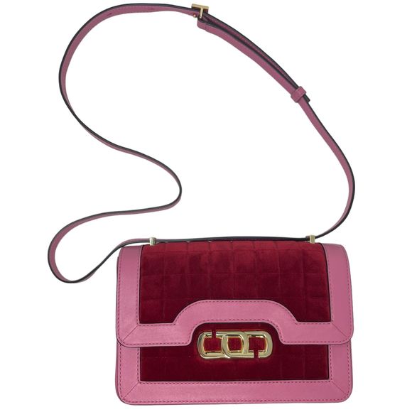 Marc Jacobs Handbags - *RARE* MARC JACOBS The J Link Quilted Velvet & Leather Shoulder Bag - Pink & Red